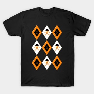 Orange Argyle Clockwork Skull T-Shirt